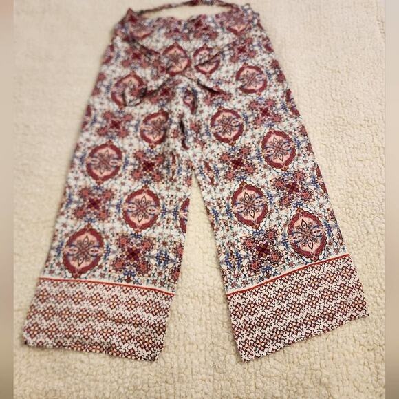 Loft fluid wide leg Medallion cropped pants size medium - Picture 2 of 12
